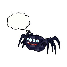 cartoon spooky spider with thought bubble N10