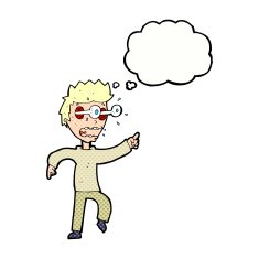 cartoon man with popping out eyes thought bubble N26