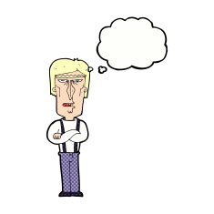 cartoon angry man with thought bubble N80
