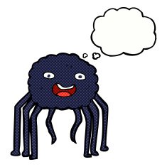 cartoon spider with thought bubble N18