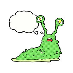 cartoon gross slug with thought bubble N13
