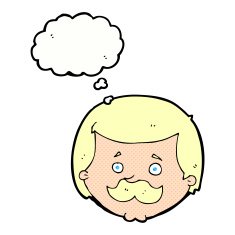 cartoon man with mustache thought bubble N78