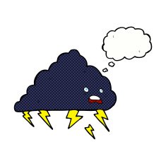cartoon thundercloud with thought bubble N11