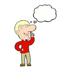 cartoon man with idea thought bubble N98