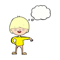cartoon happy man with thought bubble N415