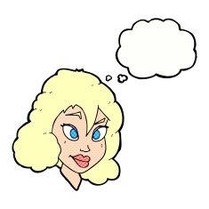 cartoon pretty woman with thought bubble N250