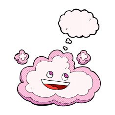 cartoon decorative cloud with thought bubble N9