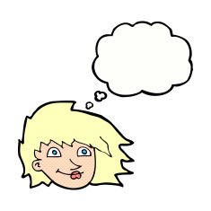 cartoon female face with thought bubble N135