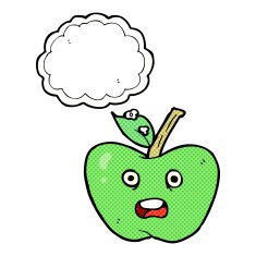 cartoon apple with thought bubble N33