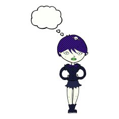 cartoon pretty vampire girl with thought bubble N28