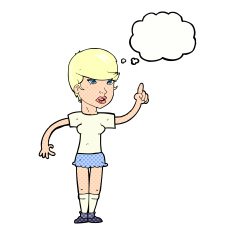 cartoon woman with idea thought bubble N231