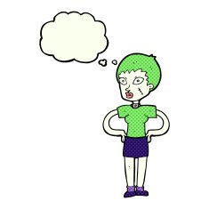 cartoon halloween girl with thought bubble N19