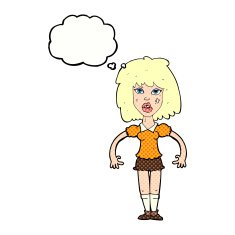 cartoon girl fight with thought bubble N10