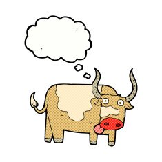 cartoon bull with thought bubble N23