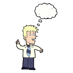 cartoon man with idea thought bubble N99