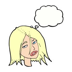 Cartoon Annoyed Woman With Thought Bubble N169