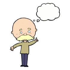 cartoon bald man with idea thought bubble N19