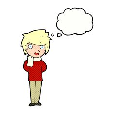 cartoon friendly man with thought bubble N18