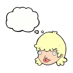 cartoon female face with thought bubble N137