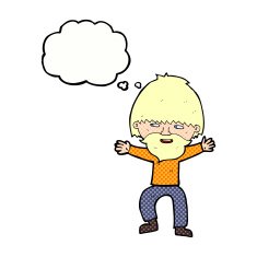 cartoon happy man with beard thought bubble N37