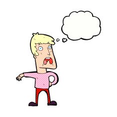 cartoon complaining man with thought bubble N9