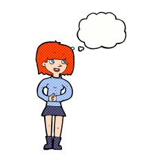 cartoon friendly woman with thought bubble N64
