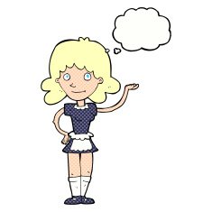 cartoon maid with thought bubble N37