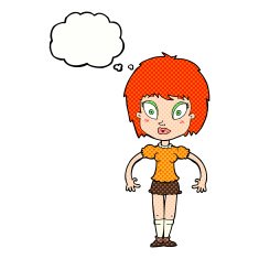 cartoon pretty girl with thought bubble N96