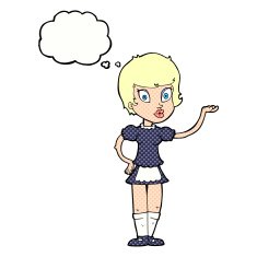 cartoon waitress with thought bubble N28