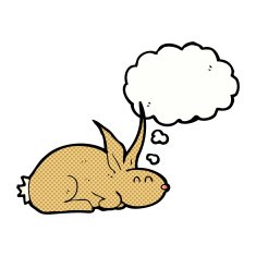 cartoon rabbit with thought bubble N82