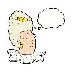 cartoon queen head with thought bubble N10