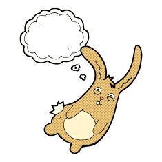 funny cartoon rabbit with thought bubble N10