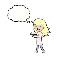 cartoon happy girl with thought bubble N87