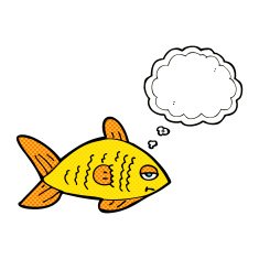 cartoon funny fish with thought bubble N14