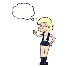 cartoon cool girl with thought bubble N26