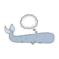 cartoon whale with thought bubble N33