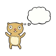 cartoon teddy bear with thought bubble N75