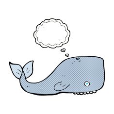 cartoon whale with thought bubble N34