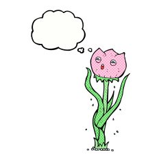 cartoon flower with thought bubble N36