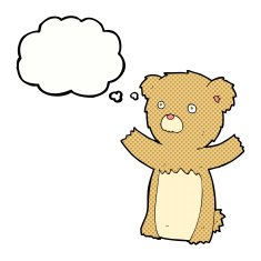 cartoon teddy bear with thought bubble N78