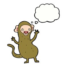 cartoon monkey with thought bubble N30
