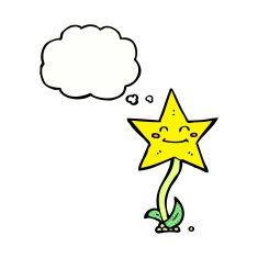 cartoon star flower with thought bubble N9