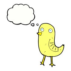 funny cartoon bird with thought bubble N124