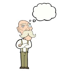 cartoon angry old man with thought bubble N131
