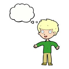 cartoon happy man with thought bubble N422