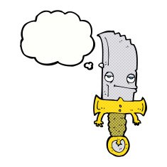 knife cartoon character with thought bubble N5