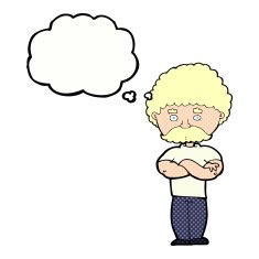 cartoon dad with folded arms thought bubble N10