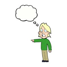 cartoon surprised man with thought bubble N126