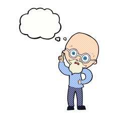 cartoon old man with thought bubble N19