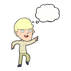 cartoon happy man with thought bubble N427